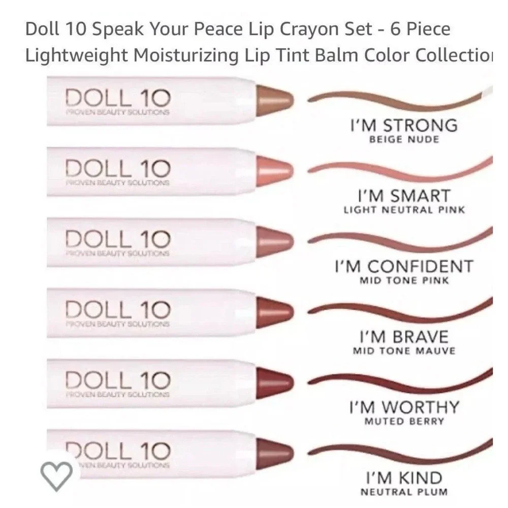 Doll 10 Speak‎ Your Peace - 6 Piece Lip Smoothie Lip Crayon Set- New Sealed